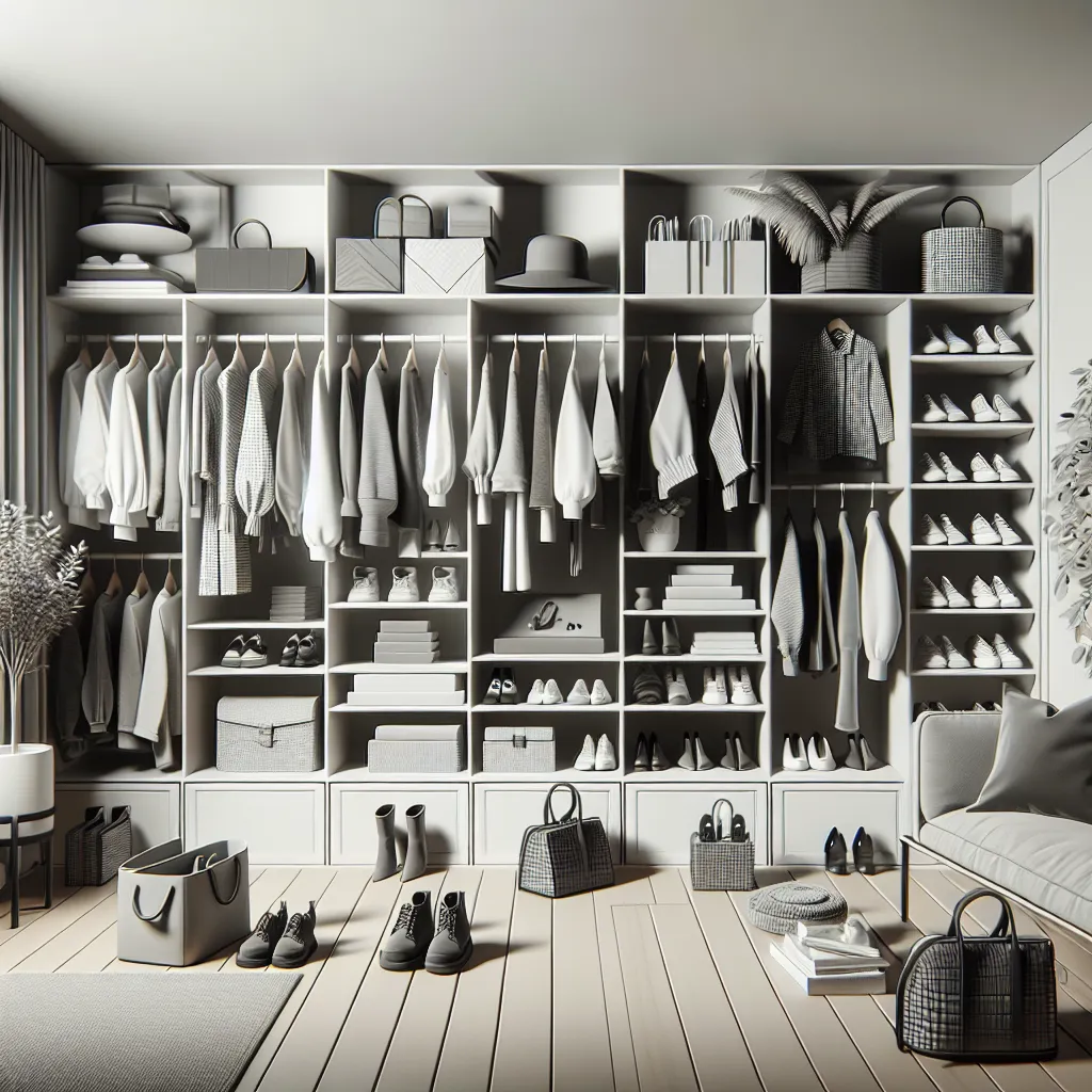 Nowoczesne inspiracje do garderoby z regałami do domu